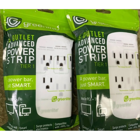 GREENLITE 5 OUTLET ADVANCED POWER STRIP TIER 1 LOT OF 2 - Picture 1 of 1